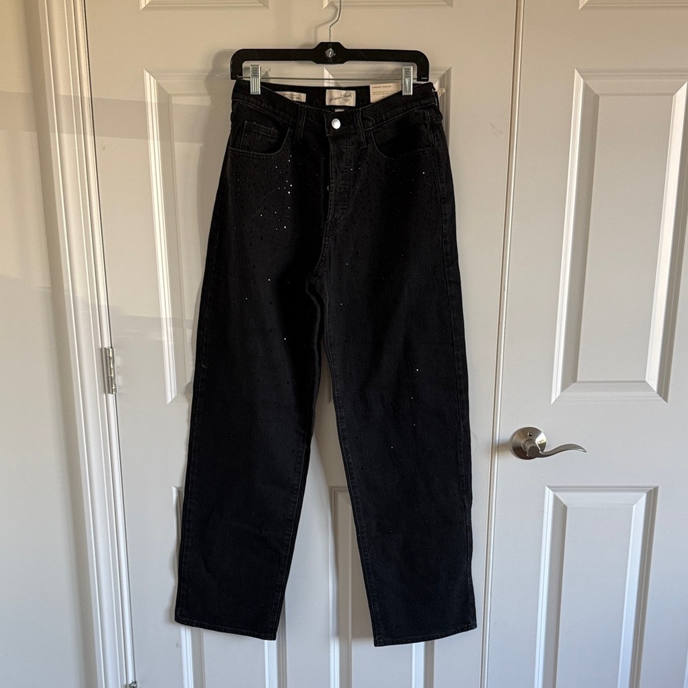 NWT Universal Thread Mid-Rise 90's Baggy Comfort Stretch 4R Black Rhinestone